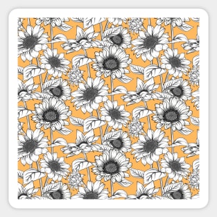 Sunflowers Line Art Pattern Sticker